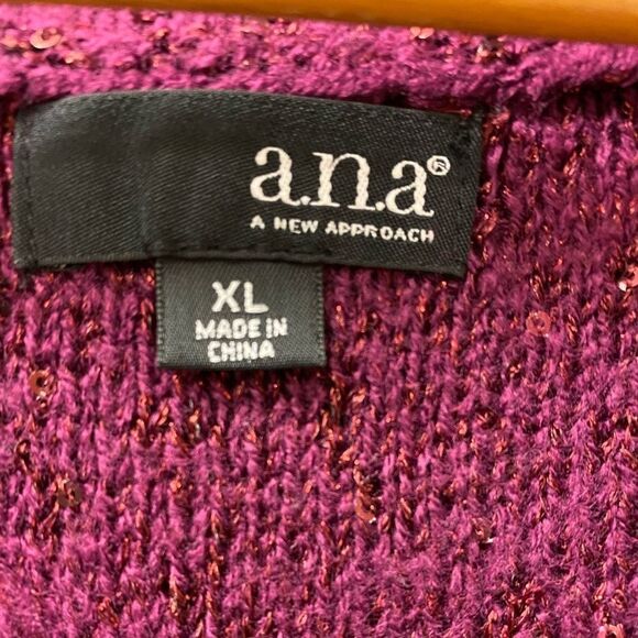 A.N.A pink sequin crew‎ neck sweater tunic - Picture 2 of 6